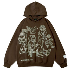 Old School Style Graffiti Y2K Hoodie for Women