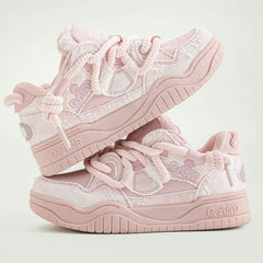 Pink Pastel Sakura Kawaii Sneakers Thick Sole Q-And