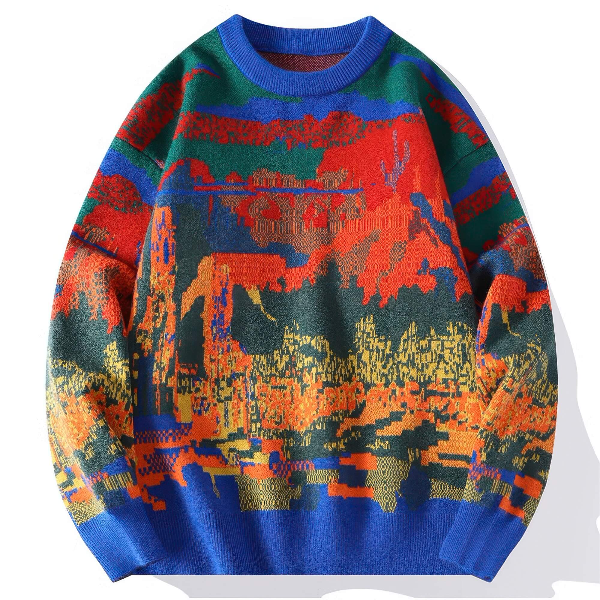 Purple Mountain Glitch Art Y2K Sweater Unisex