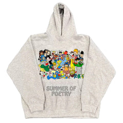 Retro Y2K Cartoon Characters Light Gray Hoodie Unisex