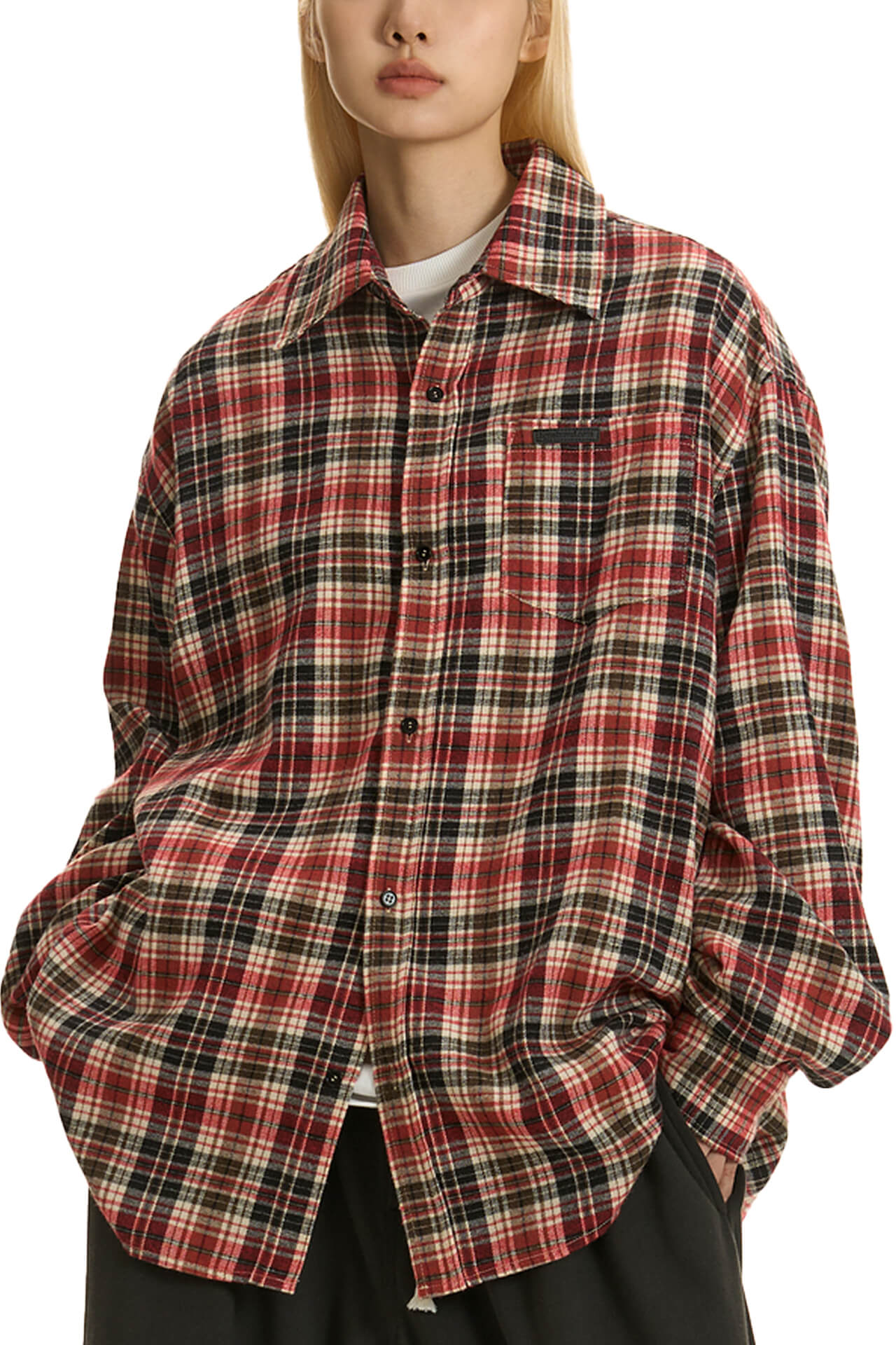 Retro Y2K Plaid Oversized Long Sleeve Shirt Unisex