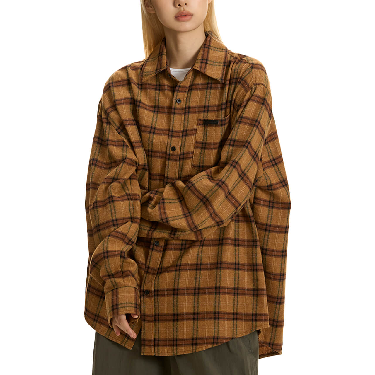 Retro Y2K Plaid Oversized Long Sleeve Shirt Unisex