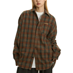 Retro Y2K Plaid Oversized Long Sleeve Shirt Unisex