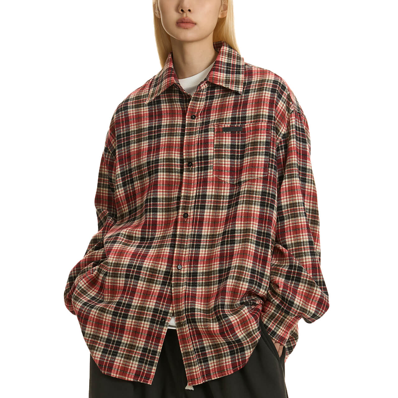 Retro Y2K Plaid Oversized Long Sleeve Shirt Unisex