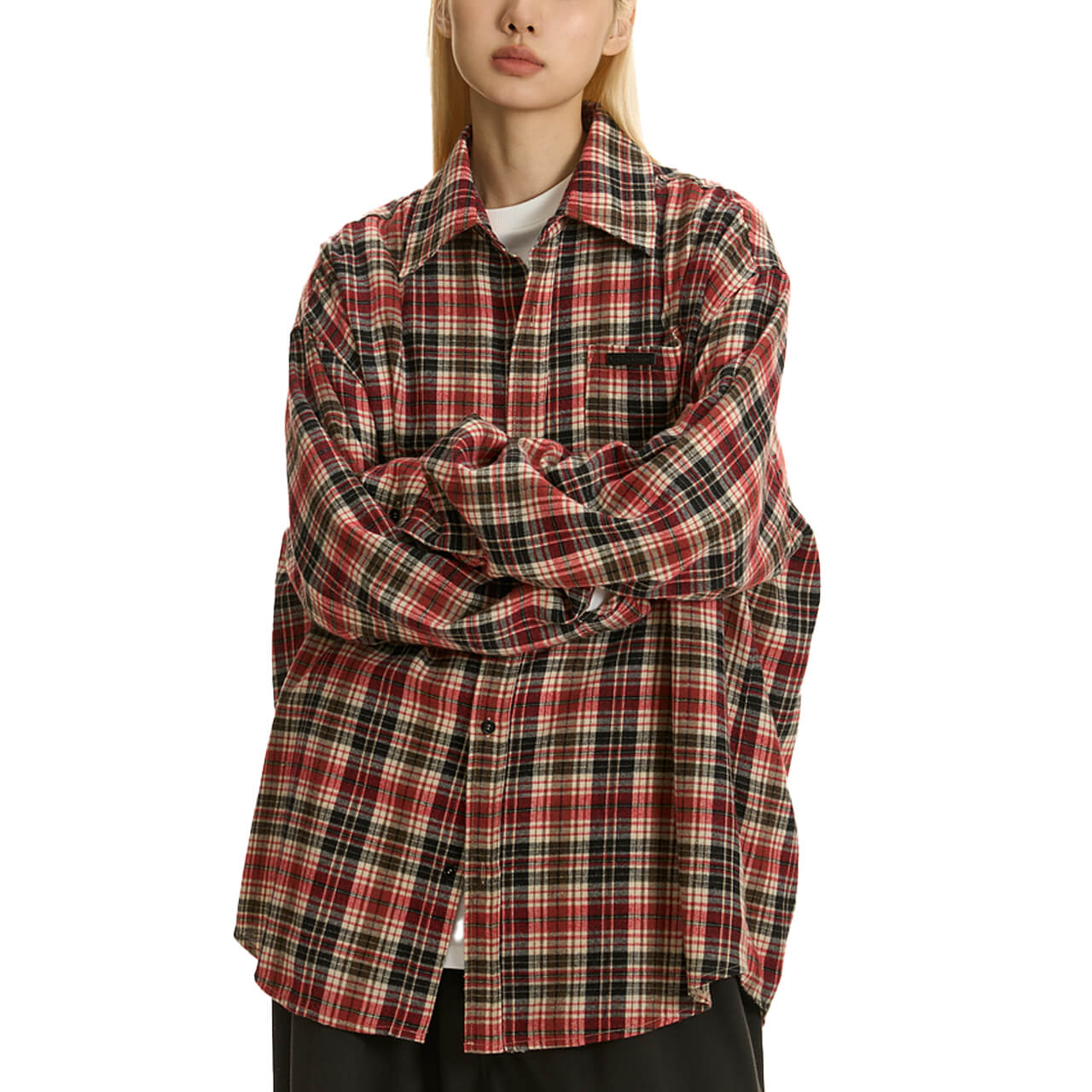Retro Y2K Plaid Oversized Long Sleeve Shirt Unisex
