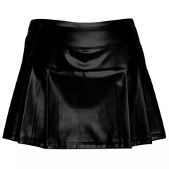 Silver Metallic Pleated Mini Skirt Cyber Y2K