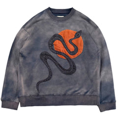 Snake Sunrise Y2K Acid Wash Sweatshirt Unisex