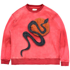 Snake Sunrise Y2K Acid Wash Sweatshirt Unisex