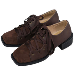 Square Toe Lace Up Vintage Academia Shoes