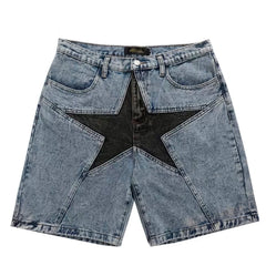 Star Denim Shorts Unisex Streetwear Urban Y2K