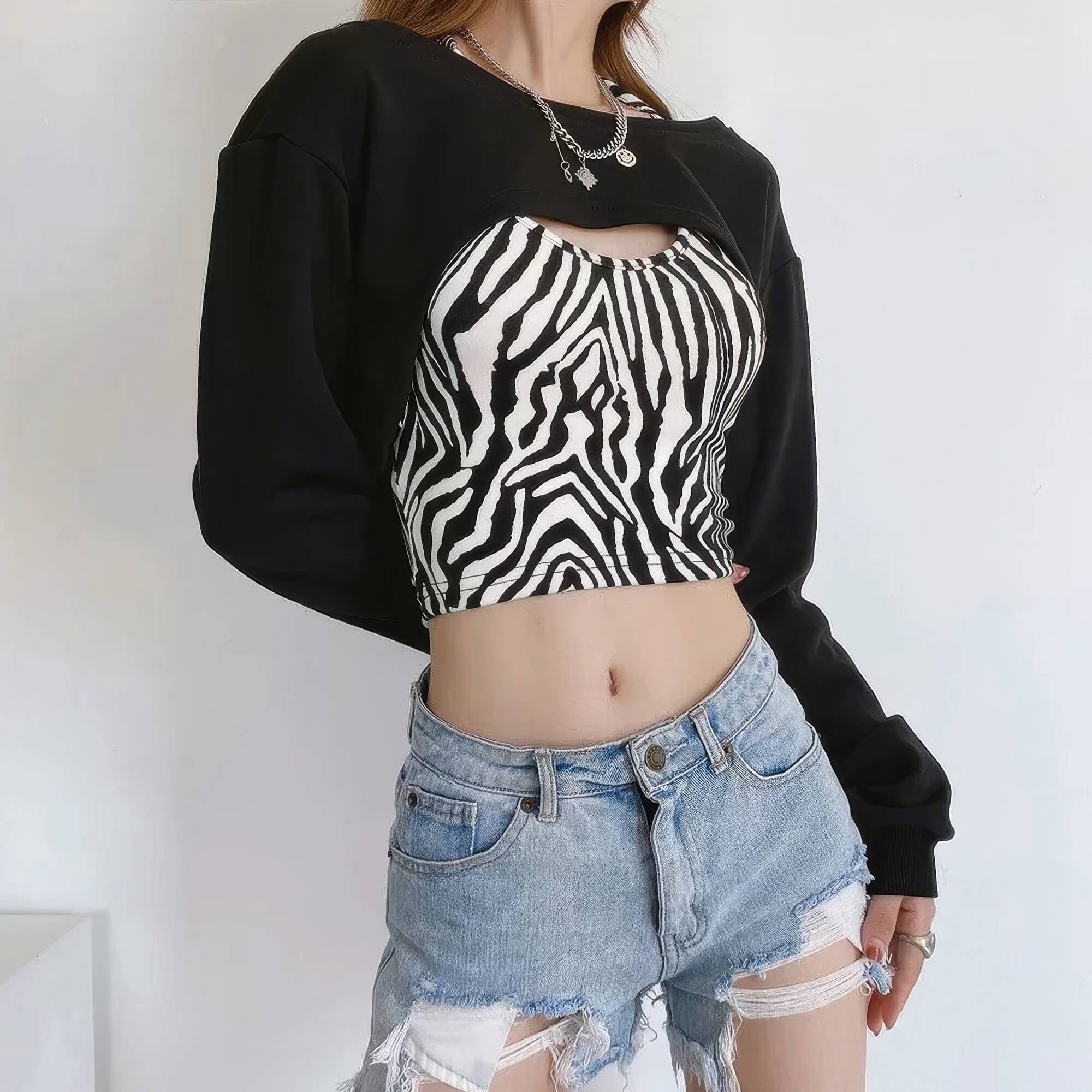 Super Short Extreme Cropped Sweatshirt Y2K Basic