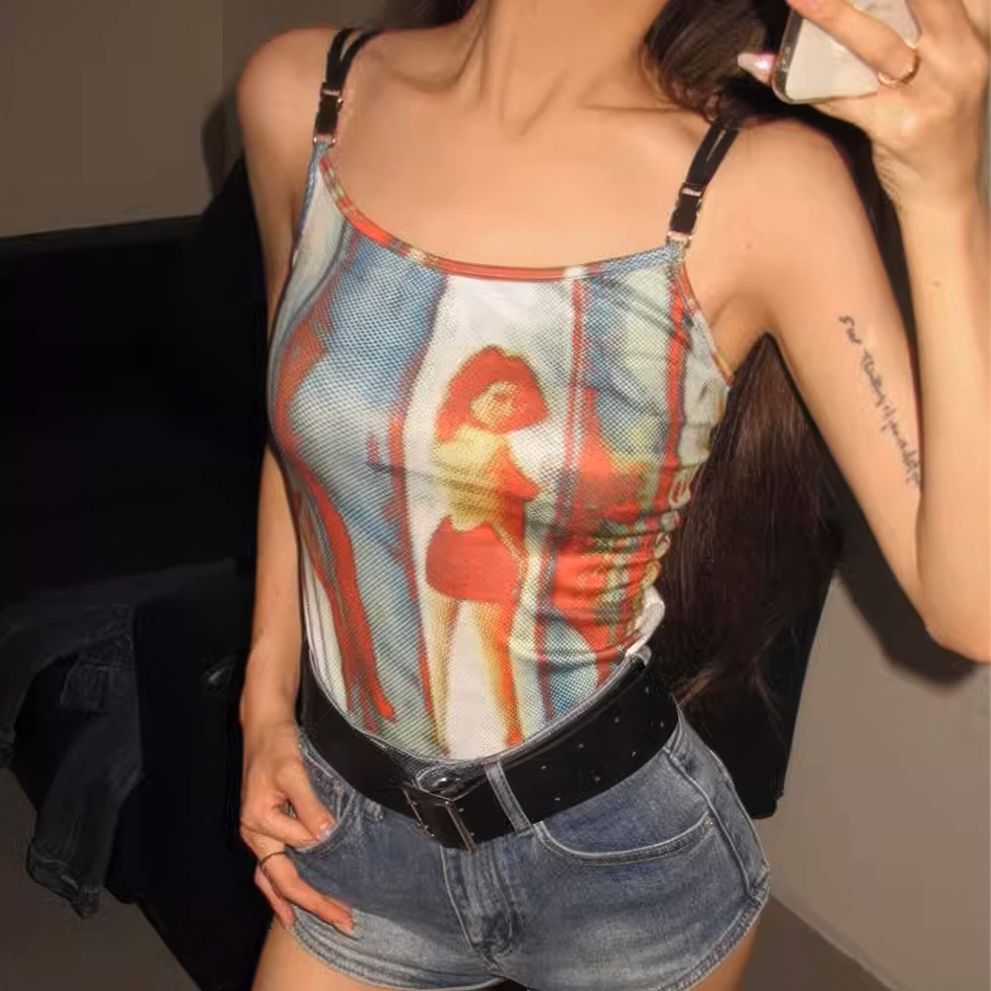 TV Glitch Retro Y2K Cami Top for Women