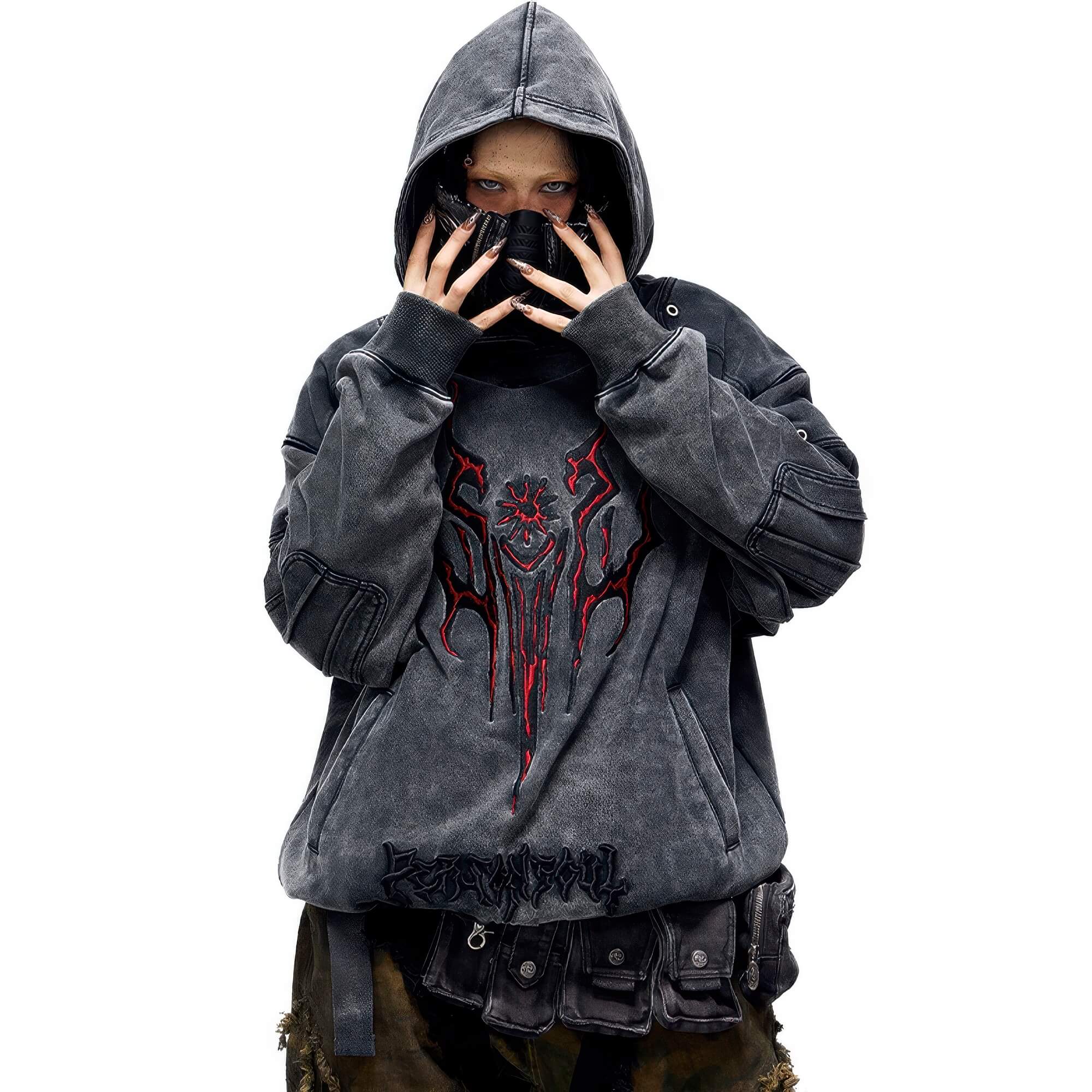 Totem Washed Gray Hoodie Unisex Dark Y2K Personsoul