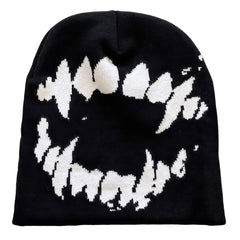 Vampire Teeth Beanie Hat Dark Y2K Opiumcore