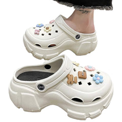 White Platform Crocs Clogs With Cute Flower Charms