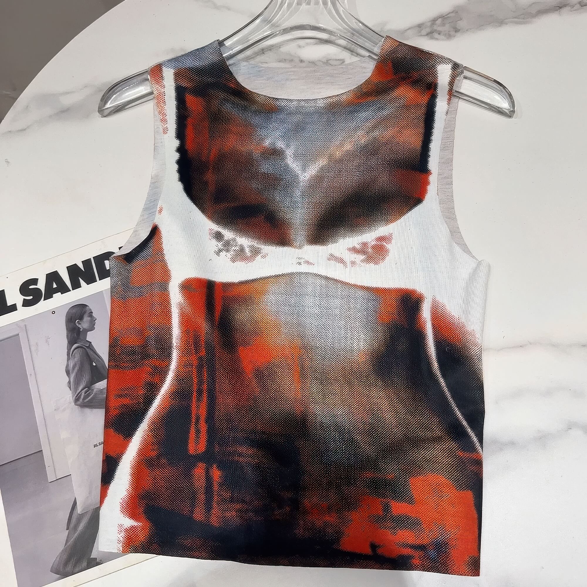 Y2K Rave Body Abstract Art Sleeveless Crop Top for Women