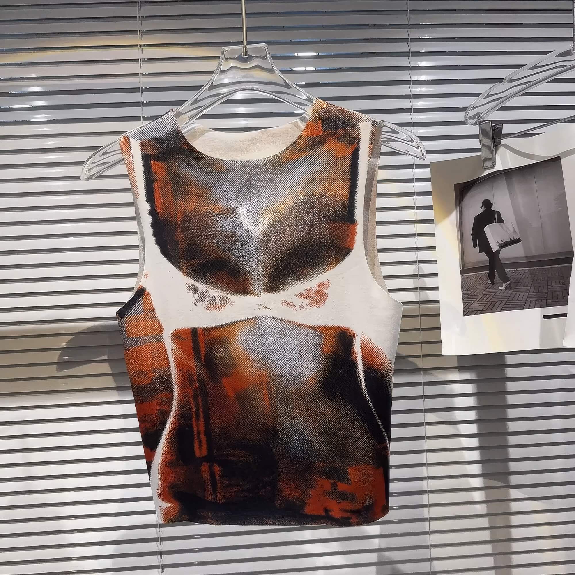 Y2K Rave Body Abstract Art Sleeveless Crop Top for Women