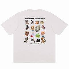 Y2K Webcore Cats Collage Loose T-Shirt Unisex