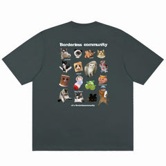 Y2K Webcore Cats Collage Loose T-Shirt Unisex