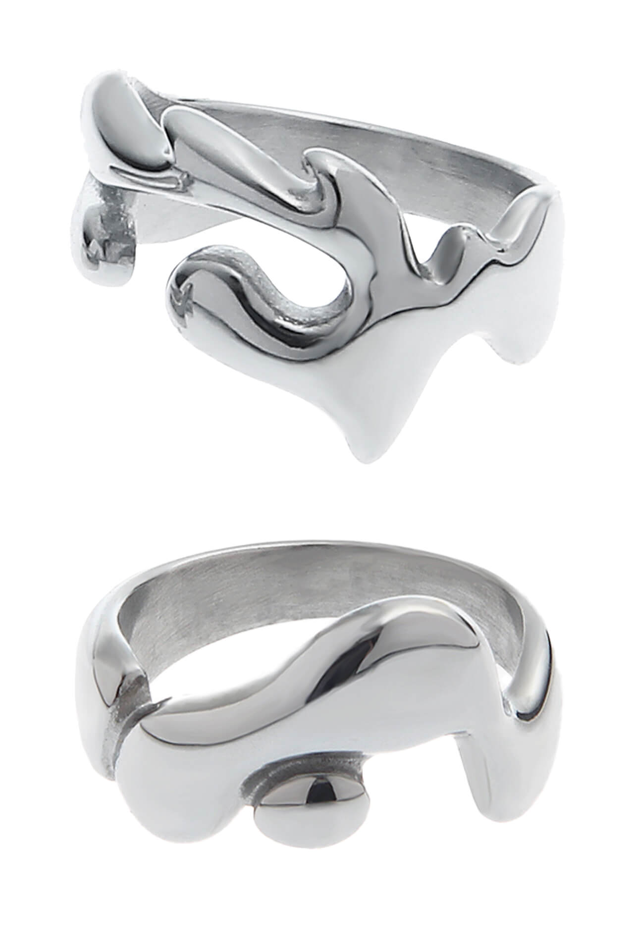 Abstract Liquid Metal Futuristic Y2K Finger Ring