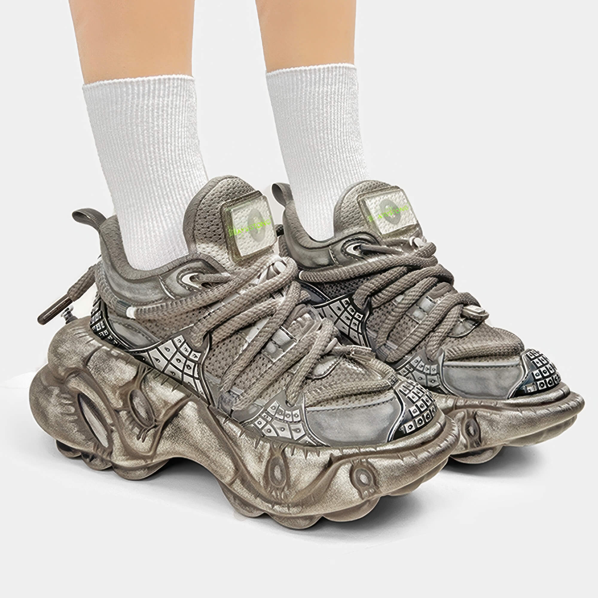 Biopunk Thick Sole Chunky Sneakers Futuristic Fashion