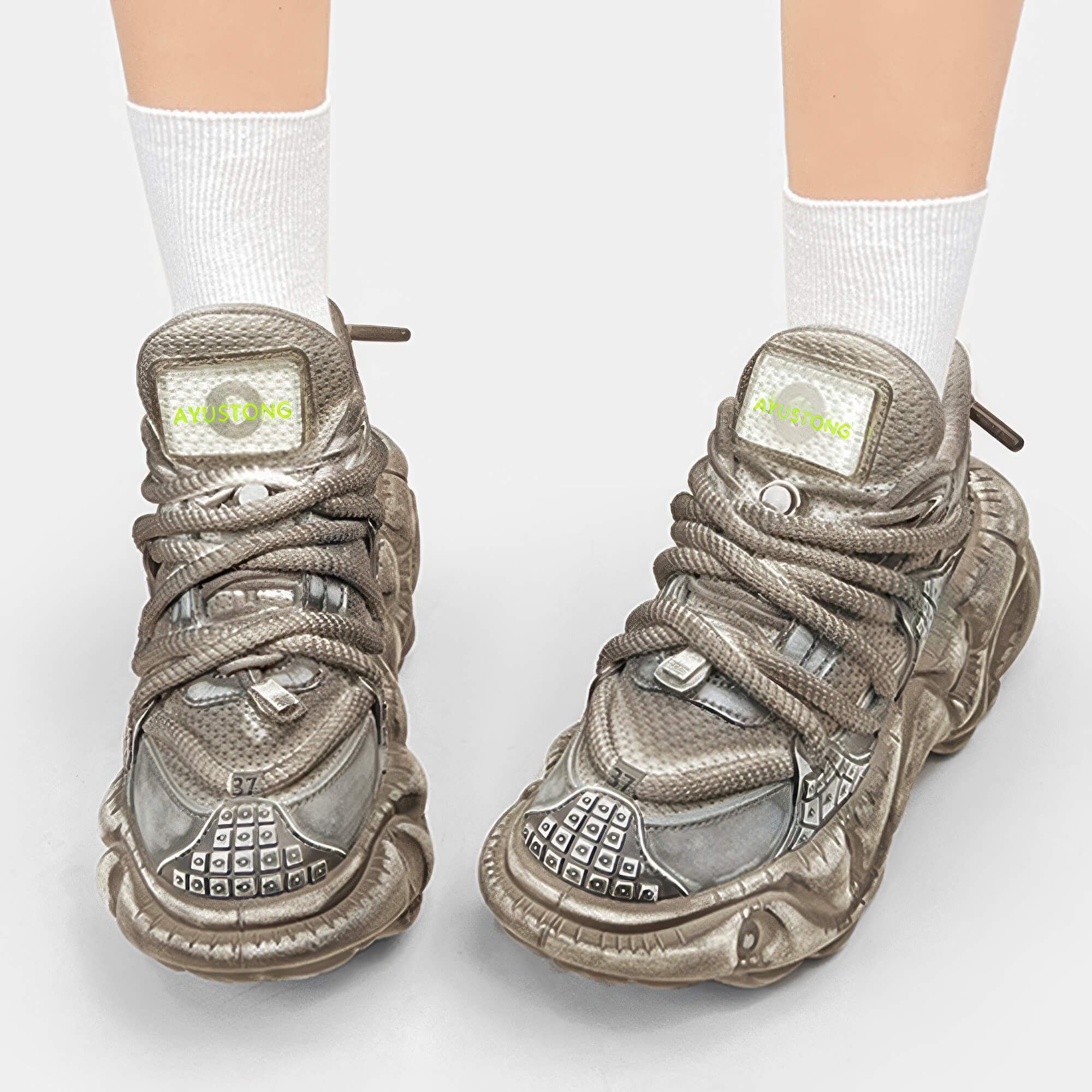 Biopunk Thick Sole Chunky Sneakers Futuristic Fashion