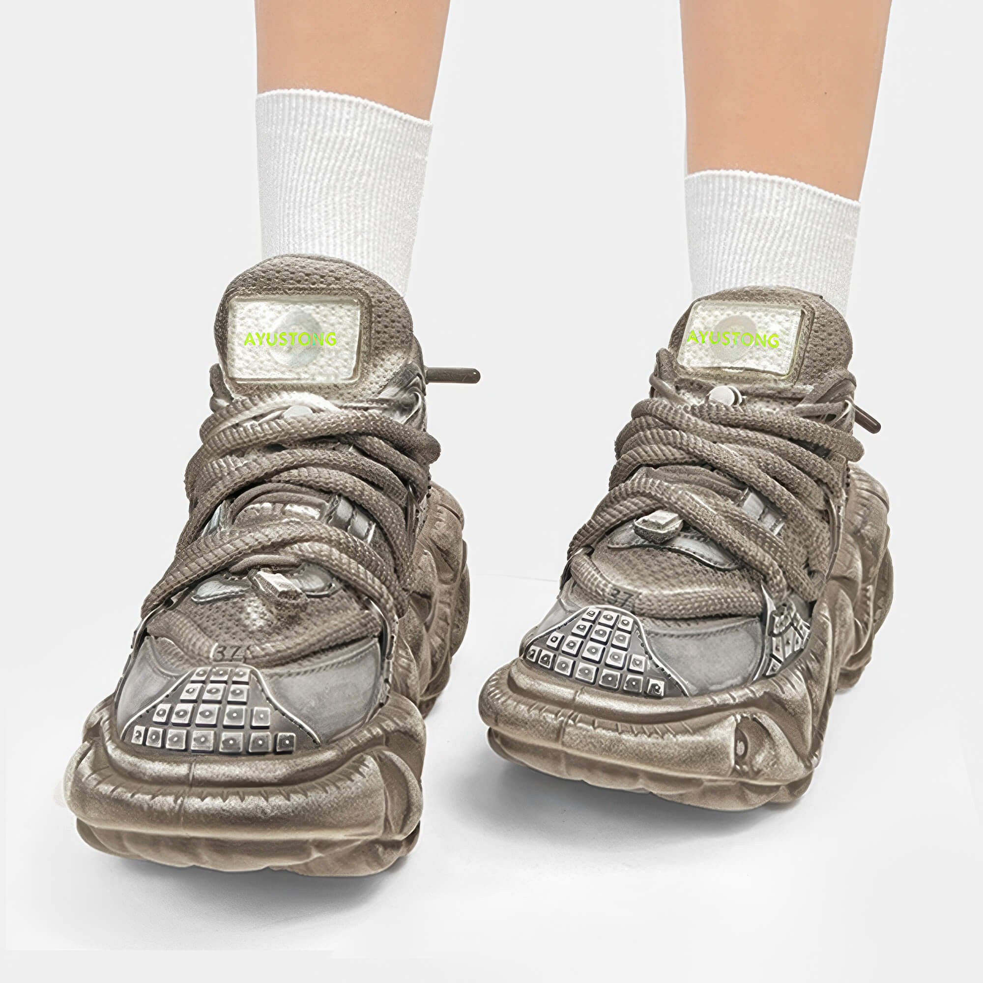 Biopunk Thick Sole Chunky Sneakers Futuristic Fashion