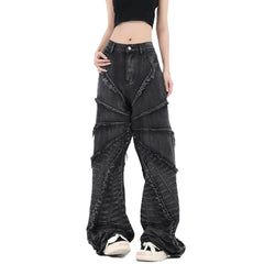 Black Spider Web Y2K Aesthetic Wide Leg Jeans Unisex