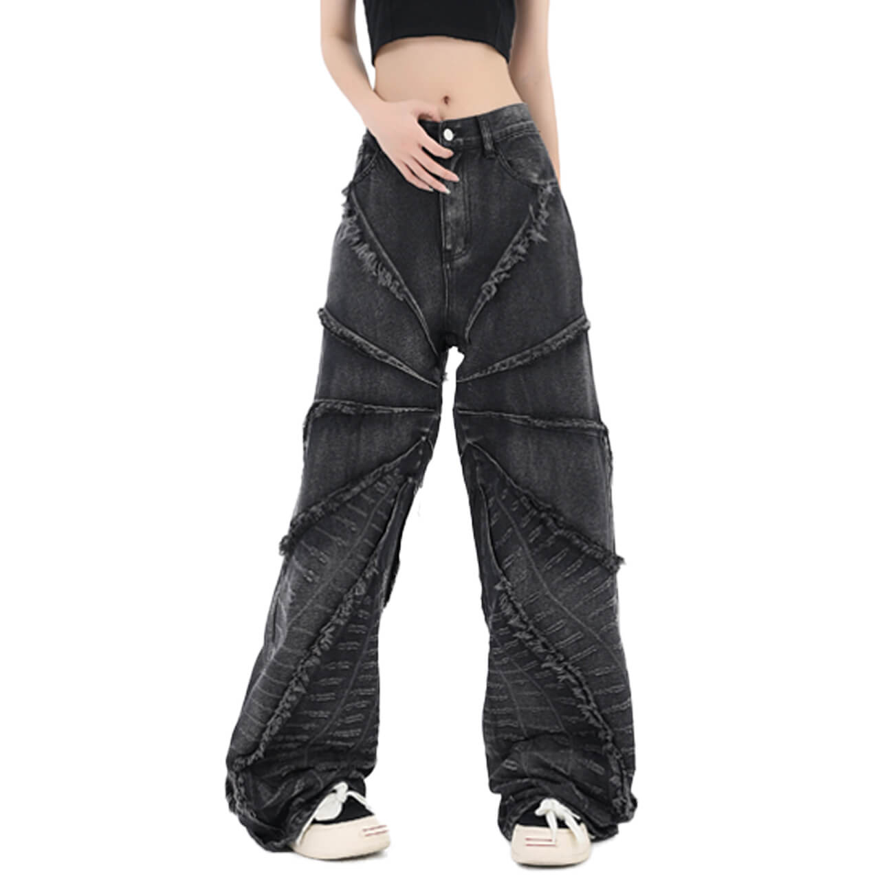 Black Spider Web Y2K Aesthetic Wide Leg Jeans Unisex