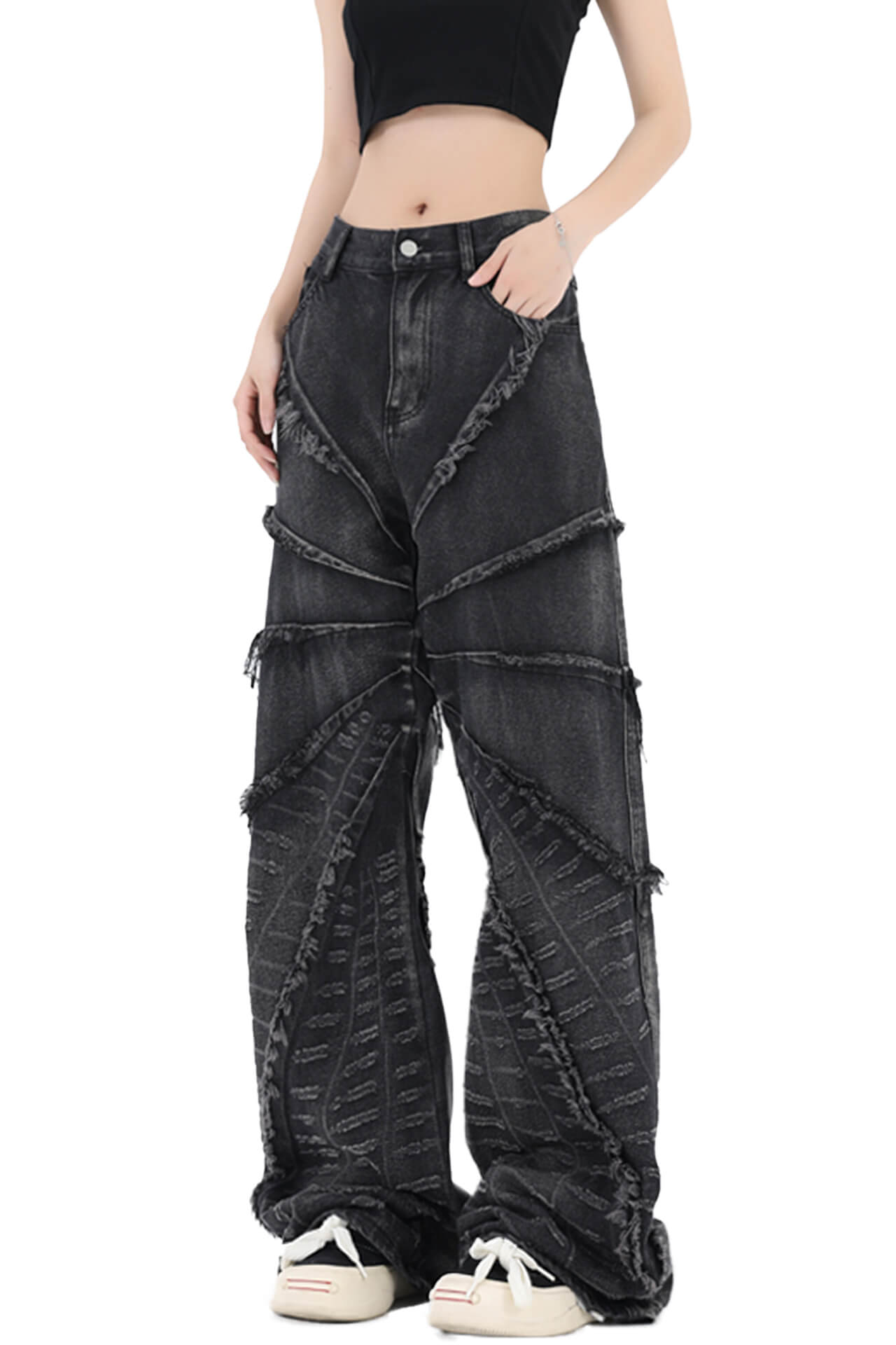 Black Spider Web Y2K Aesthetic Wide Leg Jeans Unisex