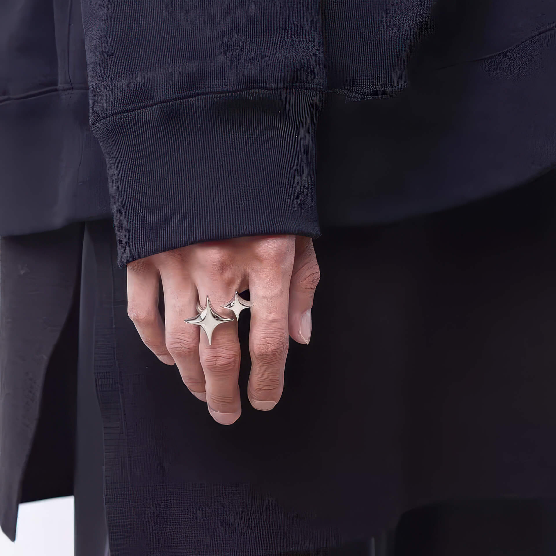 Bling Double Stars Finger Ring Aesthetic Jewelry Gift