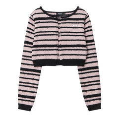 Dark Striped Cropped Top Y2K Cardigan for Women