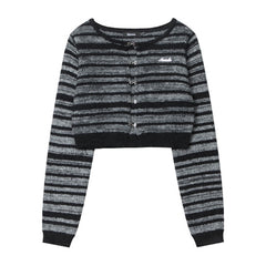 Dark Striped Cropped Top Y2K Cardigan for Women