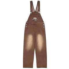 Hamburger Embroidery Y2K Brown Jumpsuit for Women