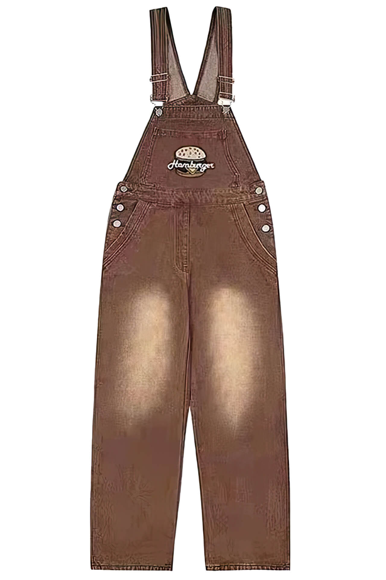 Hamburger Embroidery Y2K Brown Jumpsuit for Women