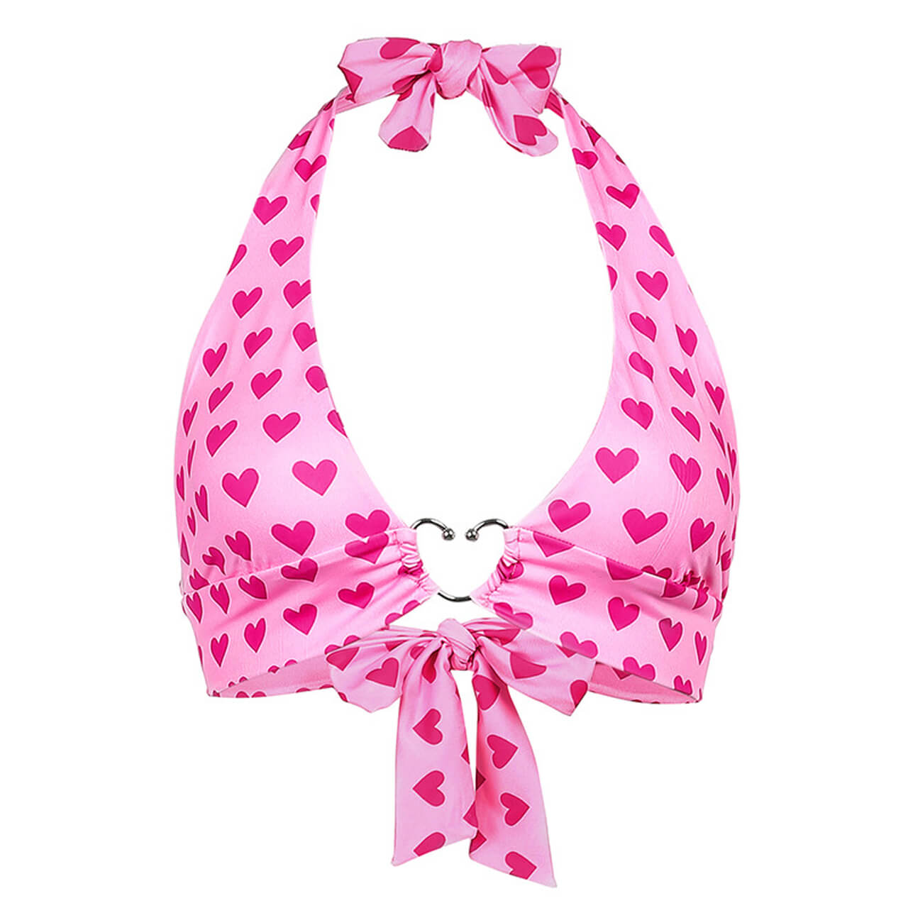 Hearts Pattern Y2K Tie-Up Halter Top for Women