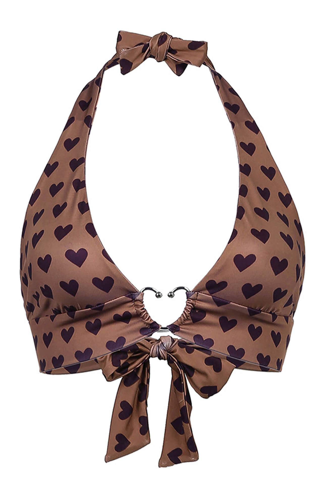 Hearts Pattern Y2K Tie-Up Halter Top for Women