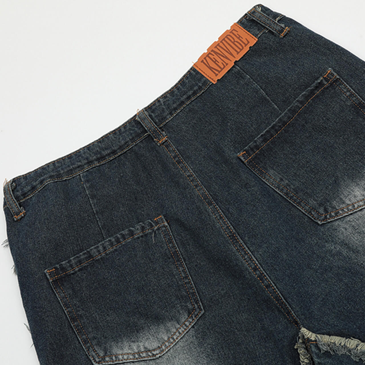 Hip Stars Fringe Denim Dark Blue Y2K Shorts Unisex