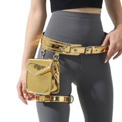 Holographic Silver Leg Strap Y2K Thigh Bag