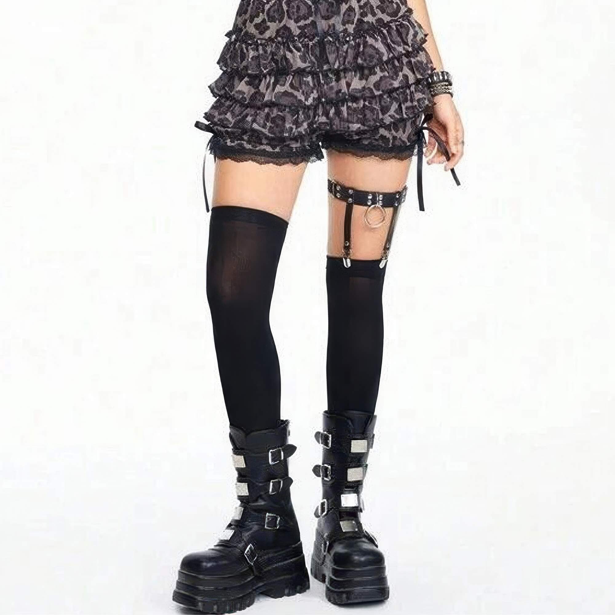 Industrial Goth High Ankle Boots Front Plates Thick Sole