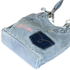 Light Blue Denim Jeans Pockets Y2K Tote Bag