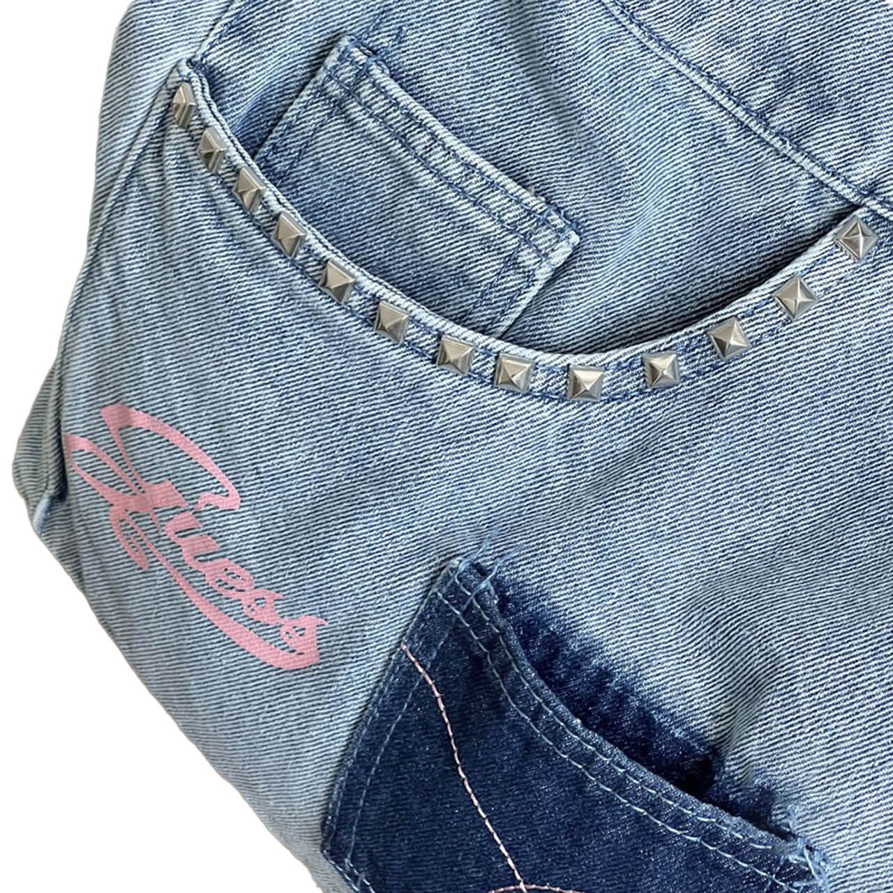 Light Blue Denim Jeans Pockets Y2K Tote Bag