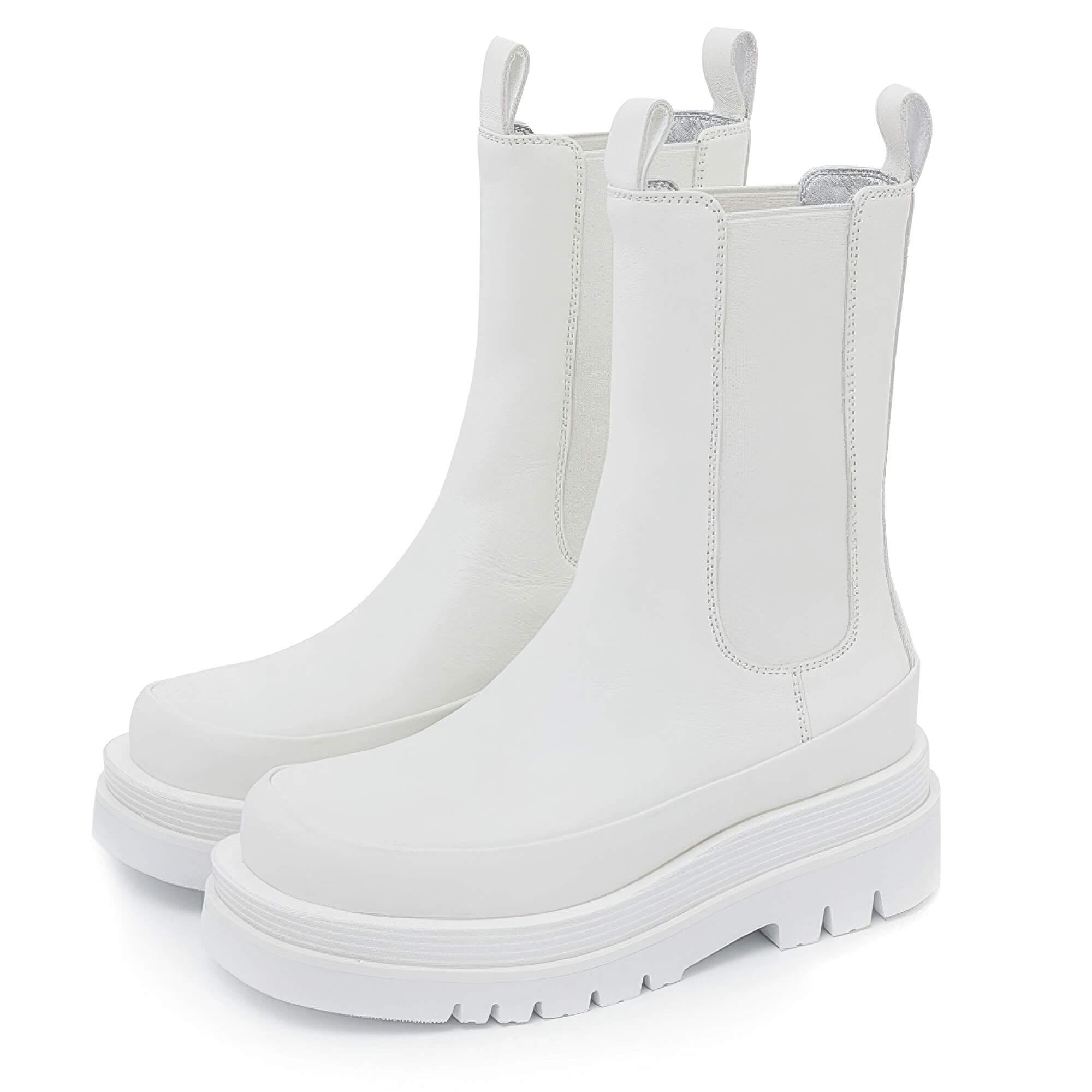 Light Pastel Chelsea Boots Thick Sole  - White Color