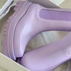 Light Pastel Purple Chelsea Boots Thick Sole