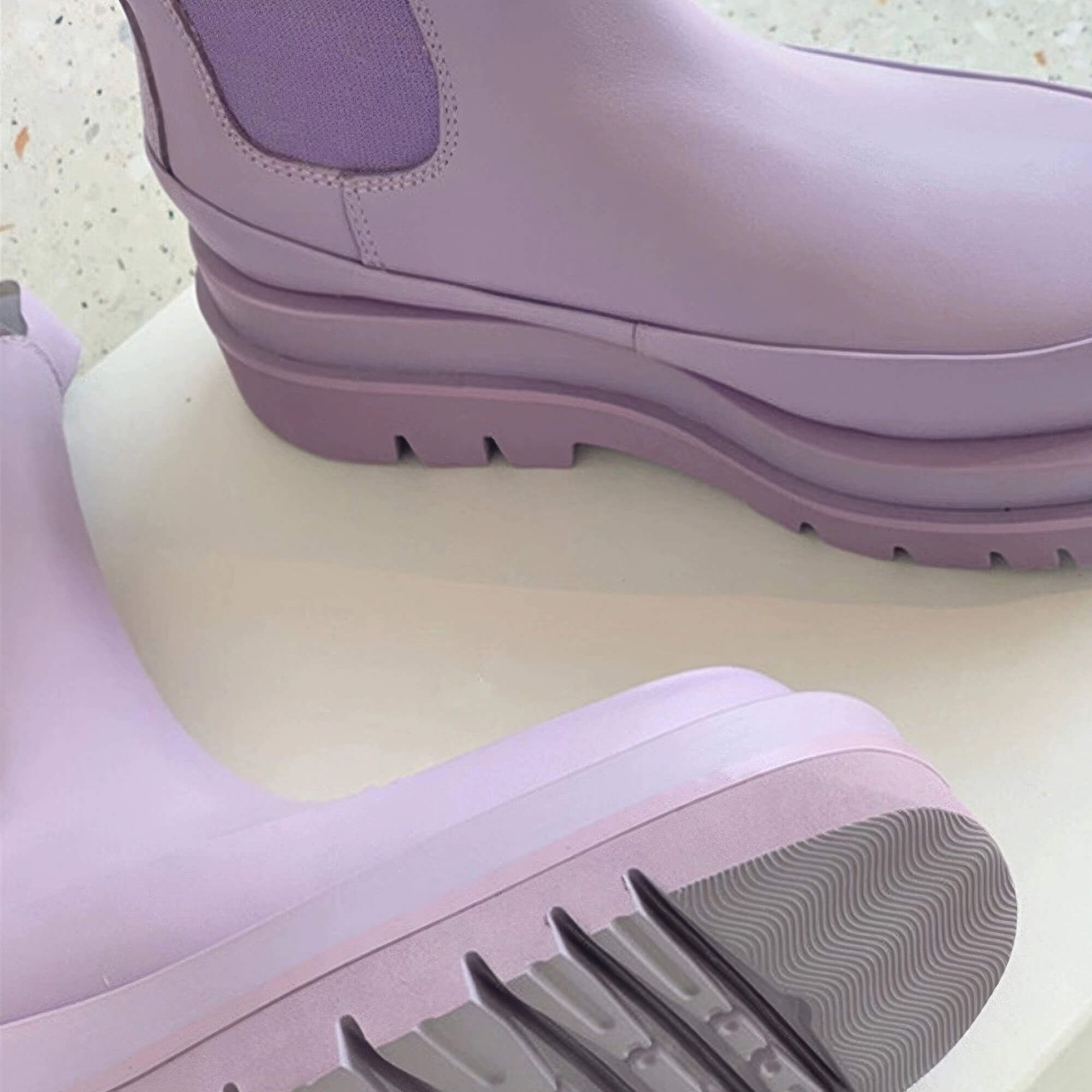 Light Pastel Purple Chelsea Boots Thick Sole