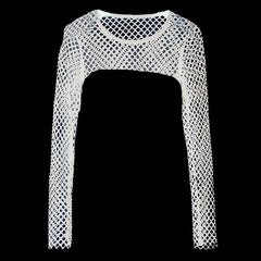 Long Sleeve Fishnet Y2K Mesh Women's Extreme Crop Top