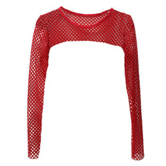 Long Sleeve Fishnet Y2K Mesh Women's Extreme Crop Top