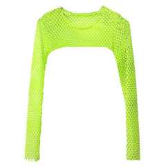 Long Sleeve Fishnet Y2K Mesh Women's Extreme Crop Top