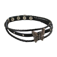 Metal Butterfly Eco Leather Choker Alternative Y2K