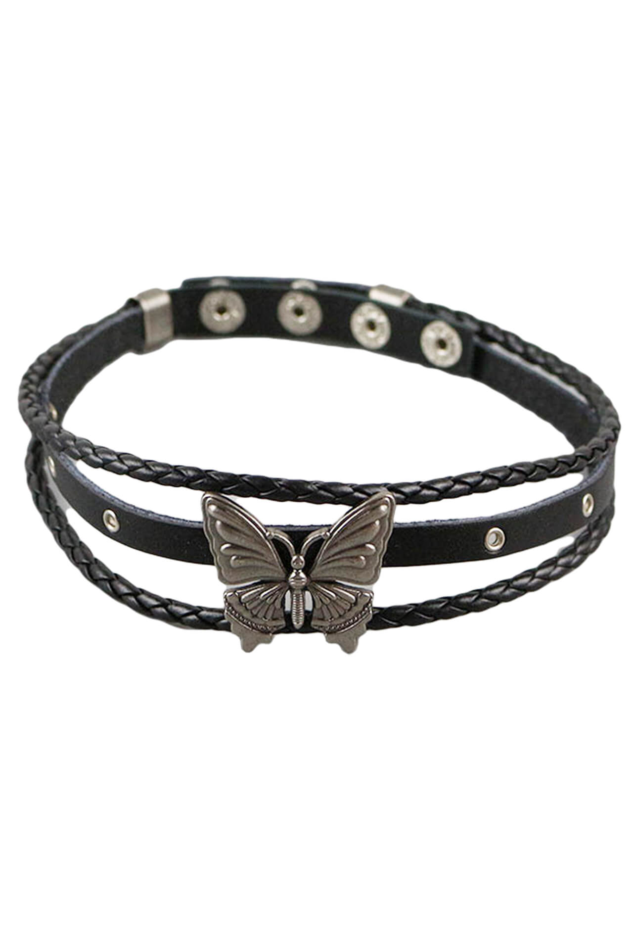 Metal Butterfly Eco Leather Choker Alternative Y2K